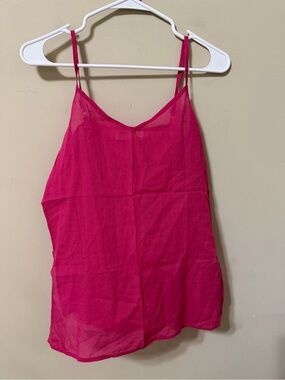 FabIndia small vintage 100% cotton Women's Hot Pink Spaghetti Strap Camisole euc